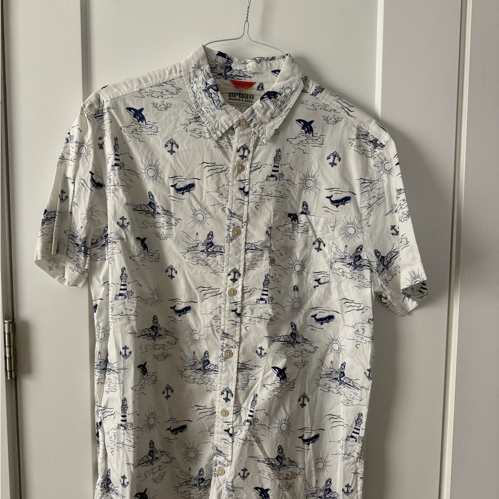 White and Blue Men's Shirt